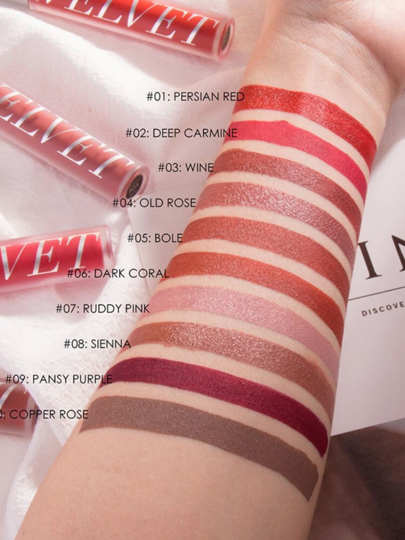 10 Barev Velvet Matte Lip Glaze Vodotěsný Kosmetický Lesk Na Rty Který Neznačí