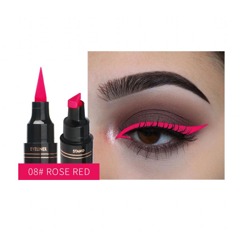 12 Barev Double Head Eyeliner Pen Fluorescence Tekuté Oční Linky Trojúhelník Razítko Pen Eye Makeup