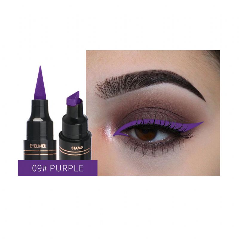 12 Barev Double Head Eyeliner Pen Fluorescence Tekuté Oční Linky Trojúhelník Razítko Pen Eye Makeup