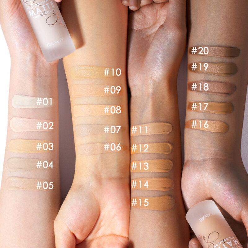 20 Barev Úplné Pokrytí Matte Liquid Foundation Přírodní Dlouhotrvající Voděodolný Korektor S Kontrolou Oleje