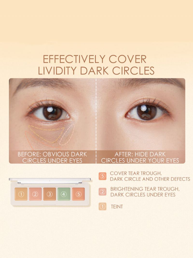 5 Barev Concealer Palette Cover-up Dark Circles Akné Přírodní Hydratační Make-up Na Obličej