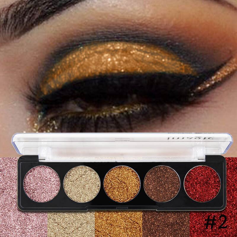 5 Barev Glitter Powder Paletka Očních Stínů Sequin Perleťový Make-up Pigment Smoky Eye Shadow