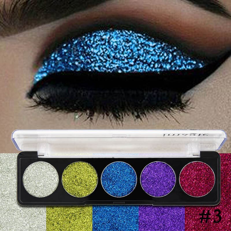 5 Barev Glitter Powder Paletka Očních Stínů Sequin Perleťový Make-up Pigment Smoky Eye Shadow