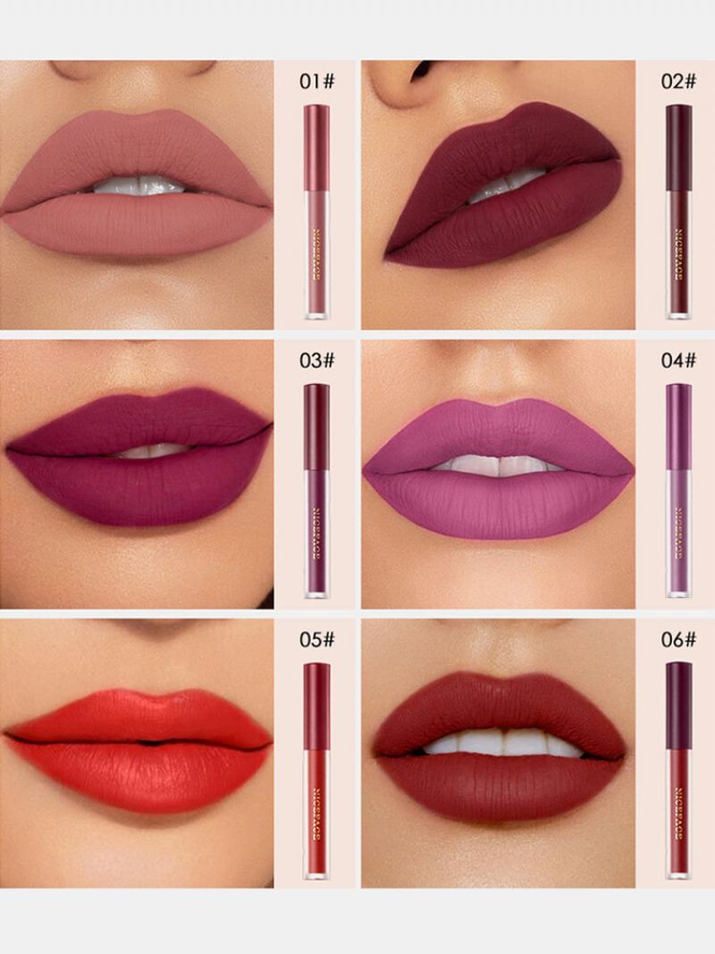 6 Ks Matte Lip Glaze Set Sametový Nepřilnavý Kelímek Vodotěsný Make-up Na Rty S Leskem Na Rty