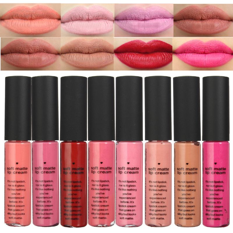 8 Barev Soft Matte Lip Gloss Liquid Stick Dlouhotrvající Make-up Kosmetika