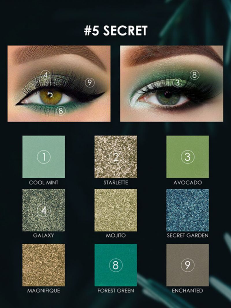 9 Barev Avocado Eyeshadow Palette Matte Glitter Waterproof Eye Makeup