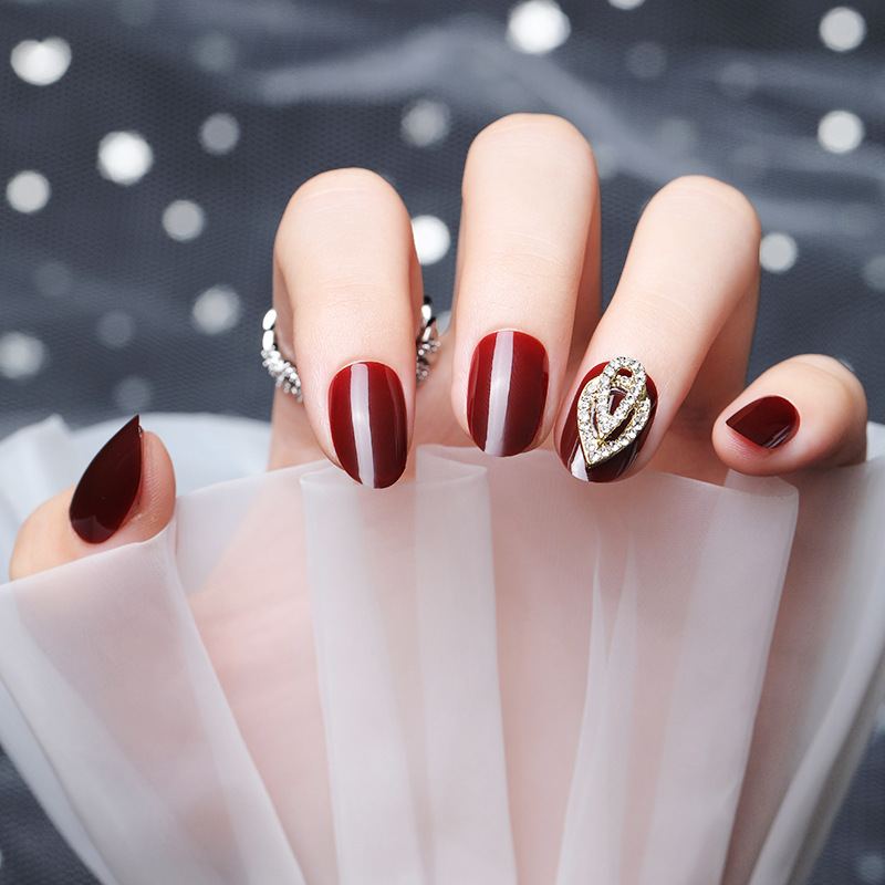 Al0011 Nošení Nail Art Drahokamu Červená Nálepka S Falešnou Náplastí Na Nehty S Na S Hotovým Kouskem Na