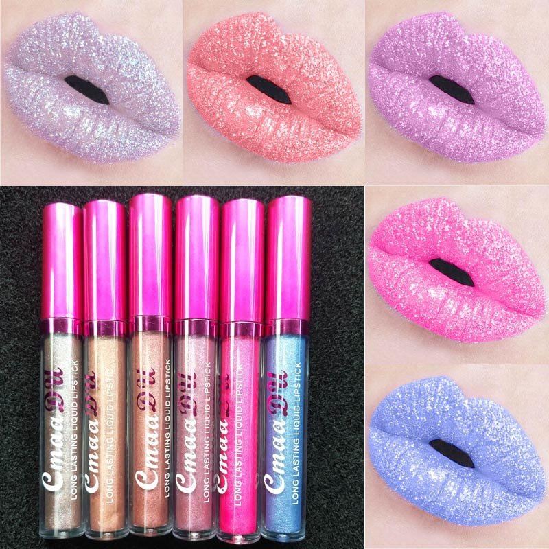 cmaadu 12 Colors Metallic Lip Gloss Gold Sparkle Nude Dlouhotrvající Voděodolná Matná Tekutá Rtěnka