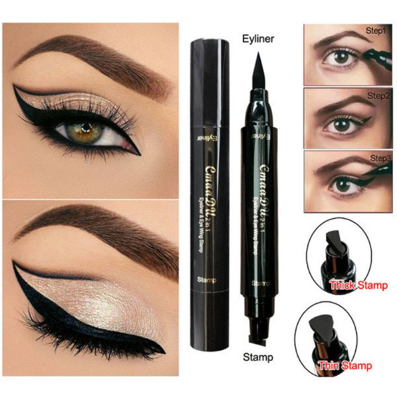 cmaadu Double Head Eyeliner Razítko Pen Black Liquid Super Cat Style Point Make Up Tools