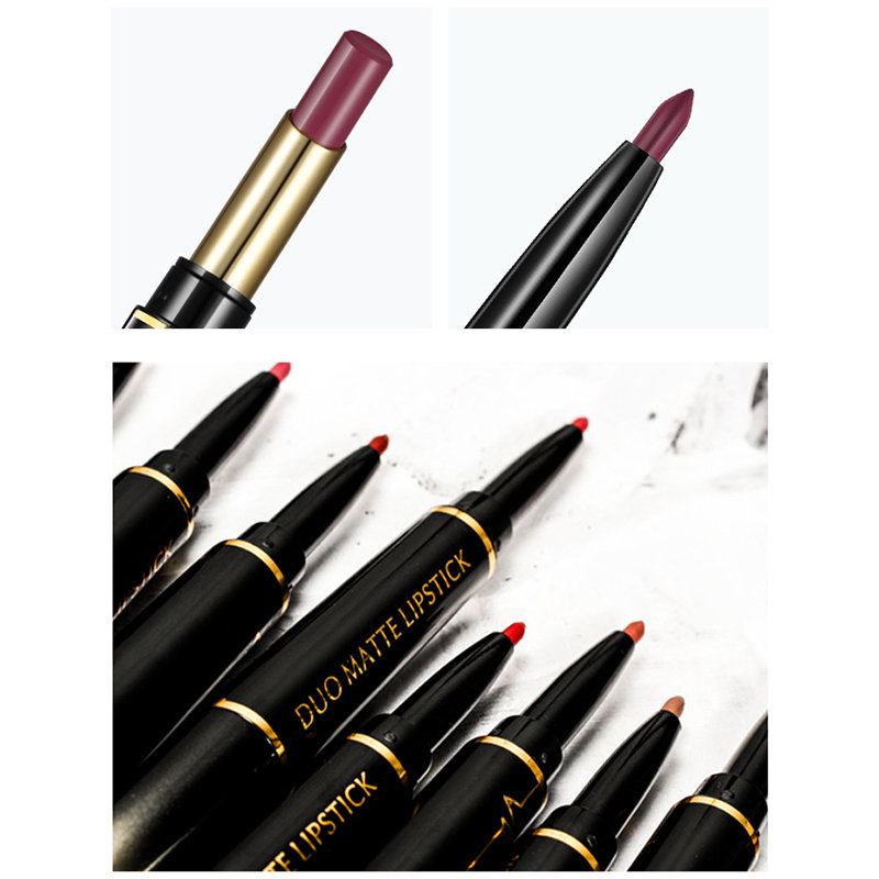 Double Head Colorful Lipstick Lip Liner Pen Dlouhotrvající Hydratační Pero Na Rty S Tyčinkou Na Rty