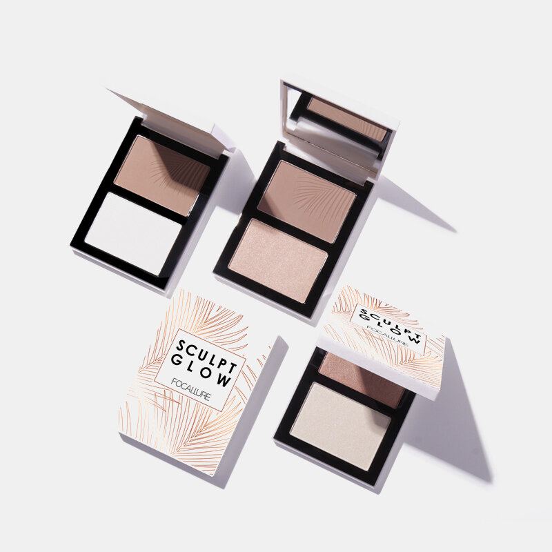 Dvoubarevná Zvýrazňovač Paleta Shadow Nose Pudrový Make-up Na Obličej