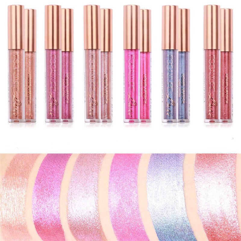 Focallure Glitter Color Matný Lesk Na Rty Diamond Sand Sexy Perleťová Tekutá Rtěnka 6 Barev