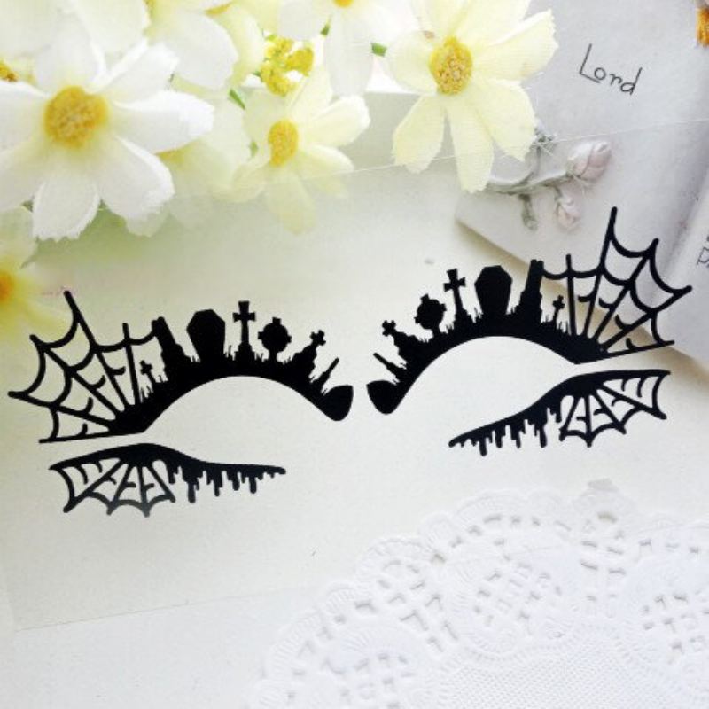 Halloweenské Umělecké Samolepky Na Oči Spider Web Hollow Out Paper Cutting Makeup Eyeliner Mask