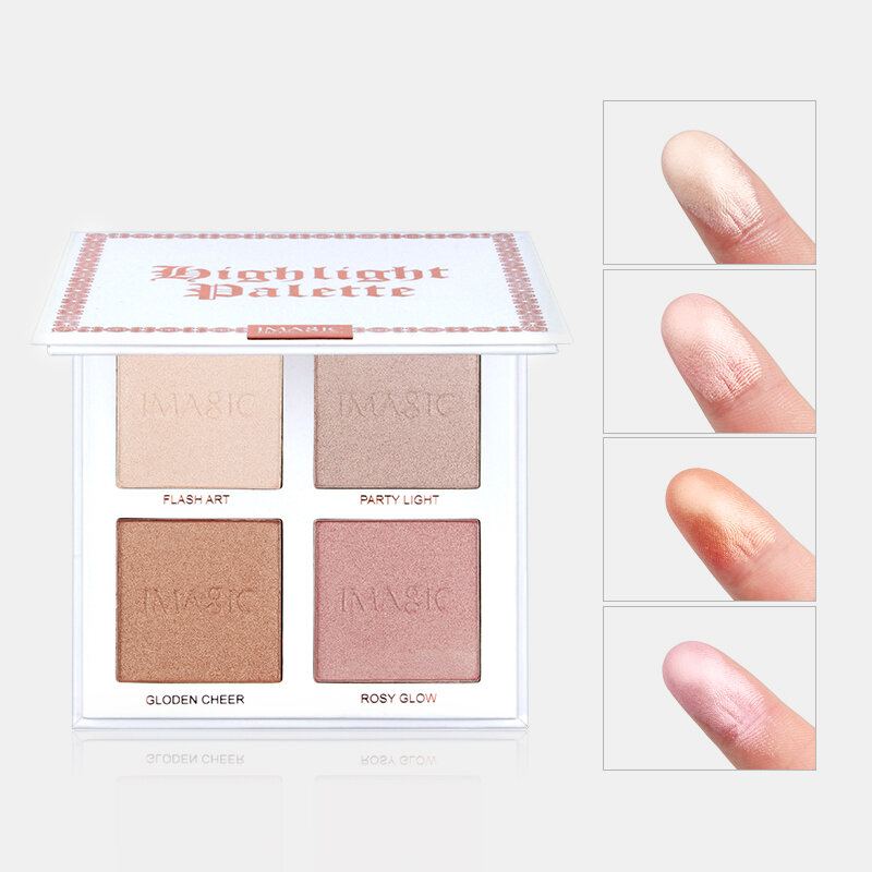 Imagic 4colors Highlighter Powder Palette Shimmer Contouring Highlight Face Bronzer Makeup