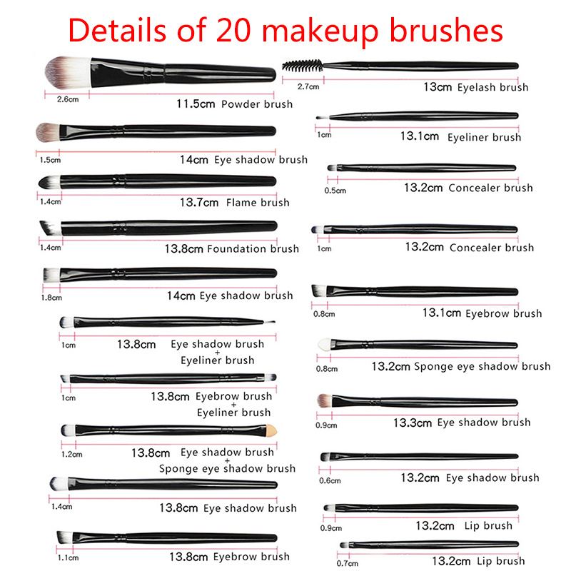 La Milee 20/5ks Štětců Na Make-up Sada Na Pro Oční Stíny Pudr Na Linky Řasy Lip Make Up Brush Cosmetic Beauty Tool Kit Hot