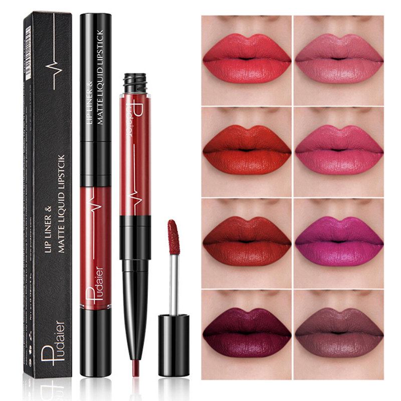 Matná Rtěnka Double Head Long-lasting Velvet Lip Liner Full Color Lip Gloss Lip Makeup Pen