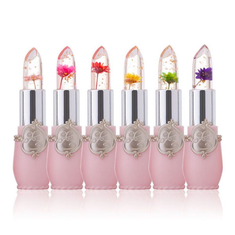 Minfei Temperature Change Color Flower Jelly Lipstick Voděodolný Transparentní Balzám Na Rty Dlouhotrvající Rtěnka