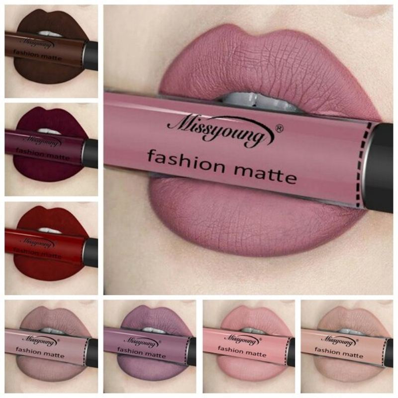 Missyoung Matte Liquid Lipstick Gloss Lips Makeup Vodotěsný Dlouhotrvající Lesk Na Rty