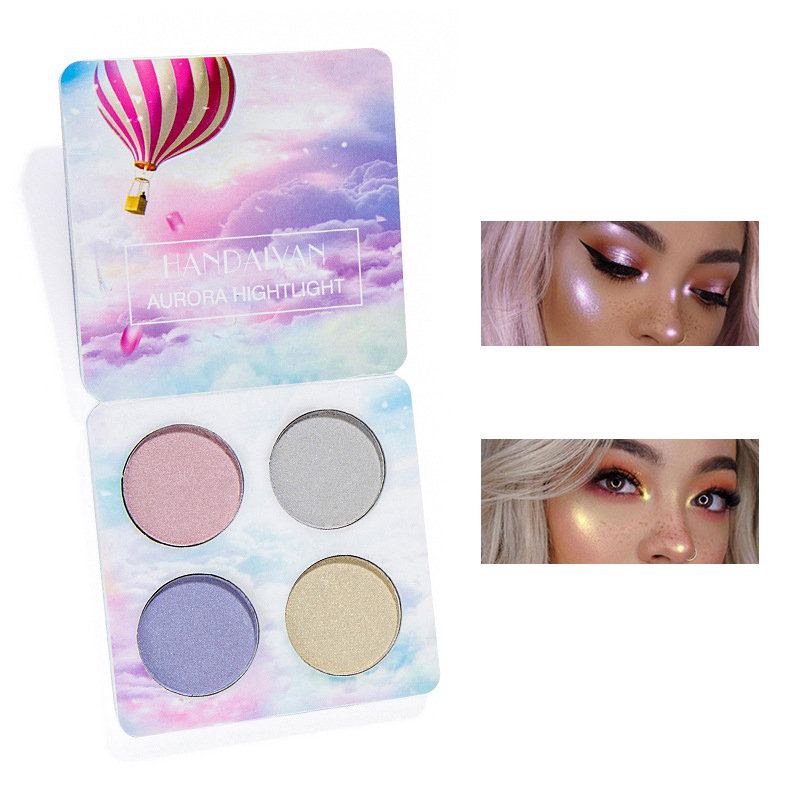 Paletka 4 Barev Highlight Palette Shimmer Glitter Paleta Očních Stínů Glow Face Powder Cosmetic