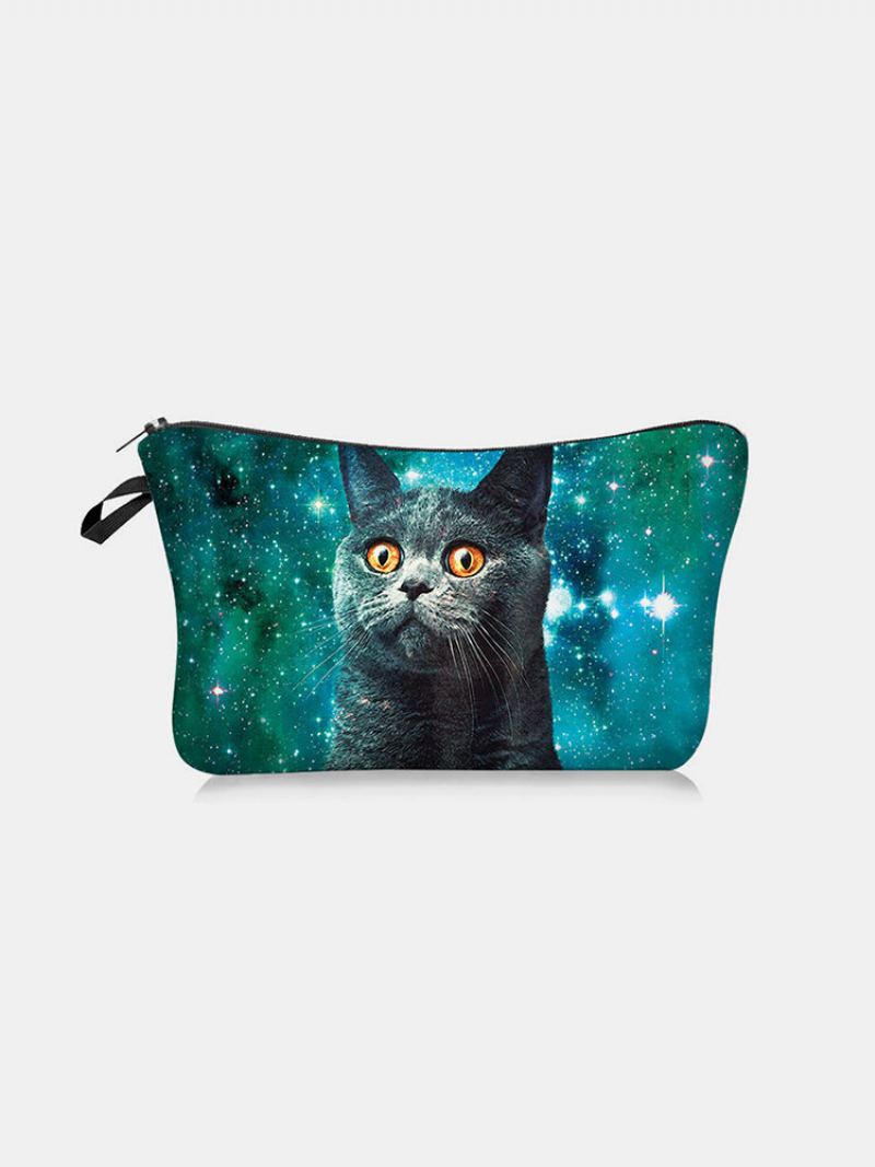 Přenosná Taška Na Make-up S Potiskem Cat Starry Sky Travel Women Wash Storage Bag