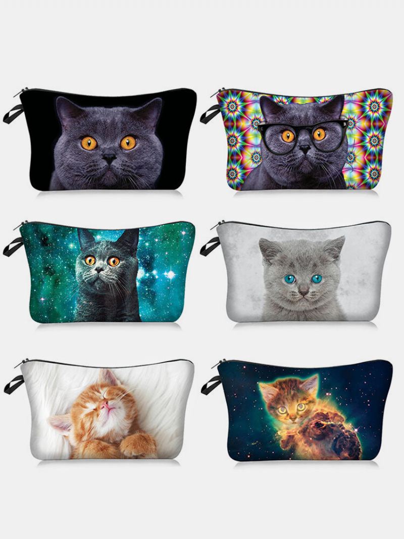 Přenosná Taška Na Make-up S Potiskem Cat Starry Sky Travel Women Wash Storage Bag