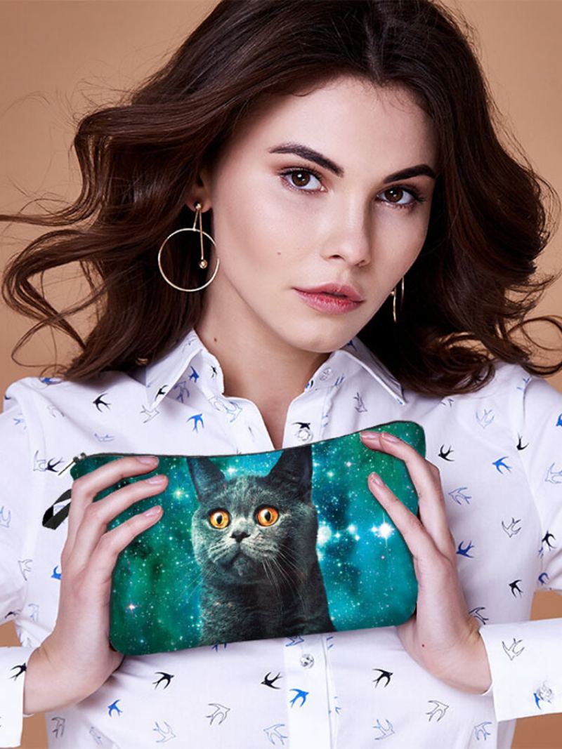 Přenosná Taška Na Make-up S Potiskem Cat Starry Sky Travel Women Wash Storage Bag