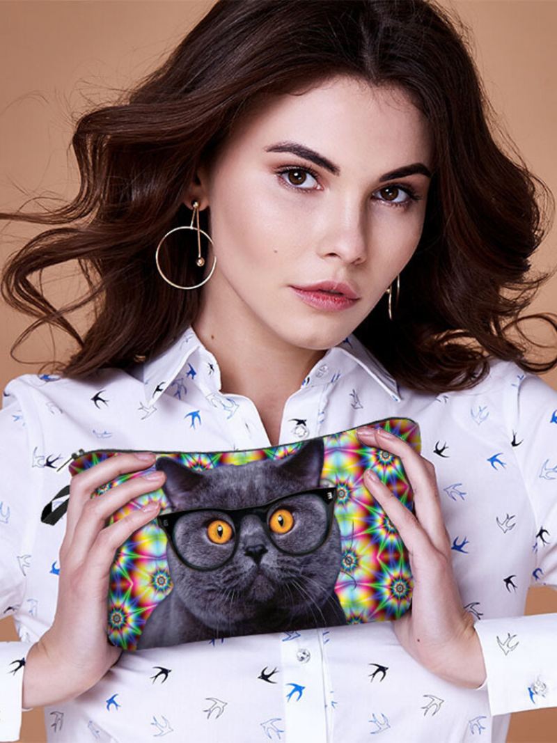 Přenosná Taška Na Make-up S Potiskem Cat Starry Sky Travel Women Wash Storage Bag