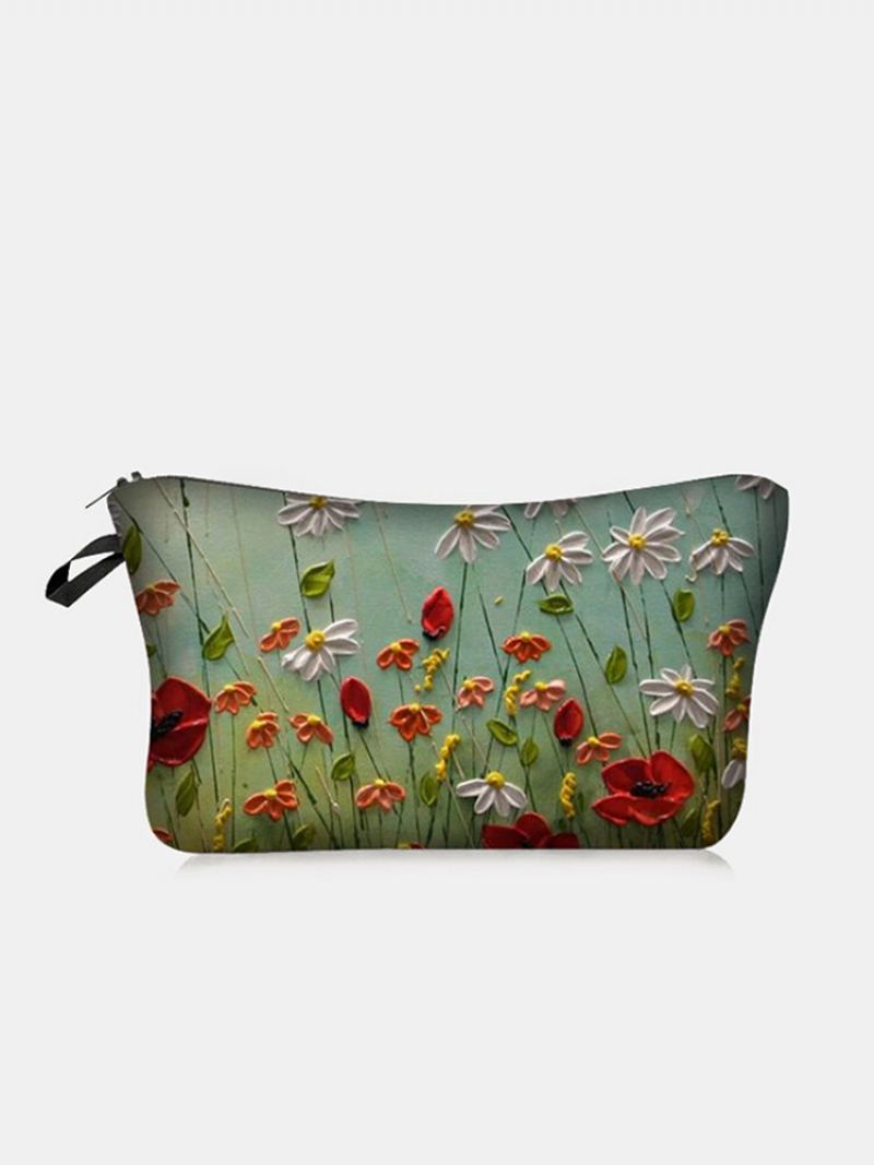 Přenosná Taška Na Make-up S Potiskem Na Přírodní Krajinu Multi-color Flower Women Travel Wash Storage Bag