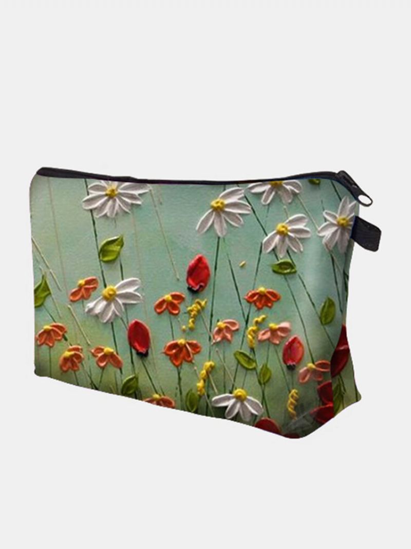 Přenosná Taška Na Make-up S Potiskem Na Přírodní Krajinu Multi-color Flower Women Travel Wash Storage Bag