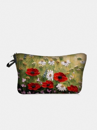 Přenosná Taška Na Make-up S Potiskem Na Přírodní Krajinu Sunflower Women Travel Wash Storage Bag