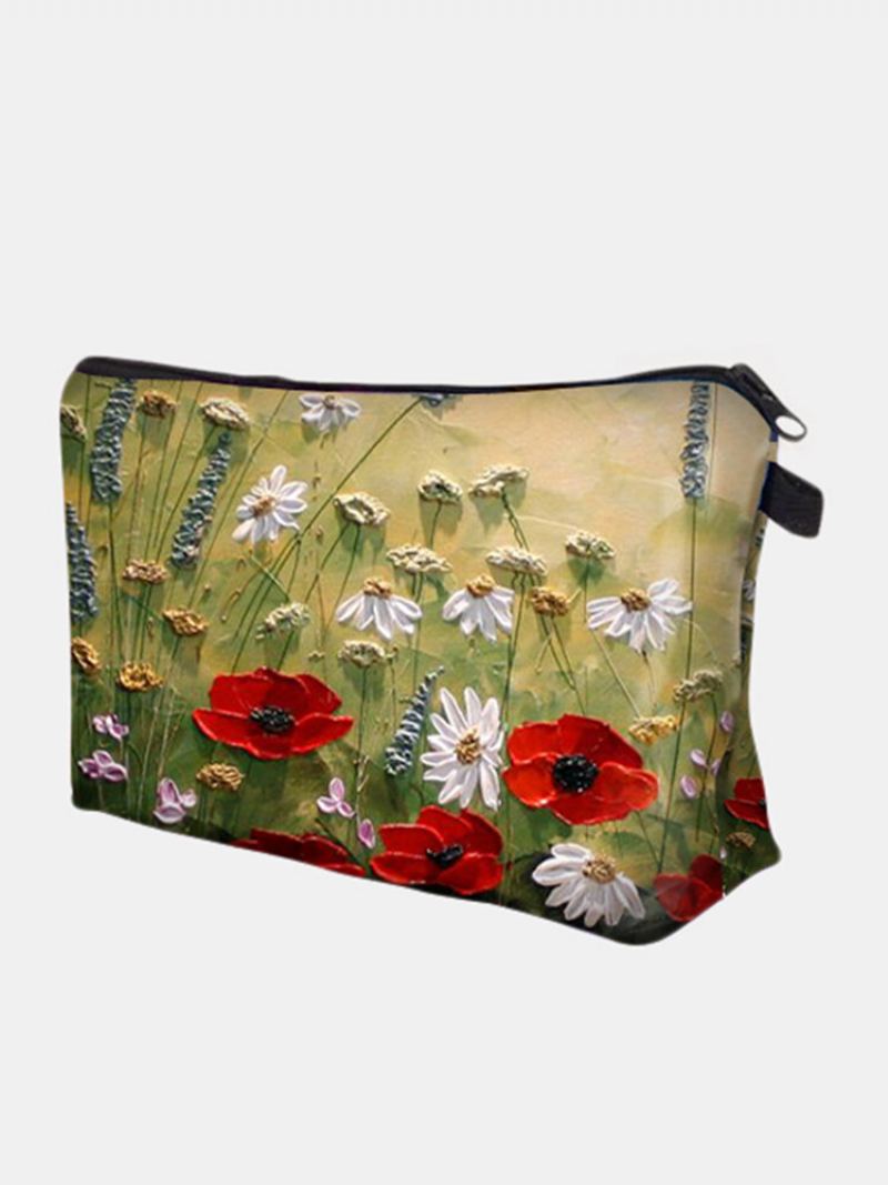 Přenosná Taška Na Make-up S Potiskem Na Přírodní Krajinu Sunflower Women Travel Wash Storage Bag