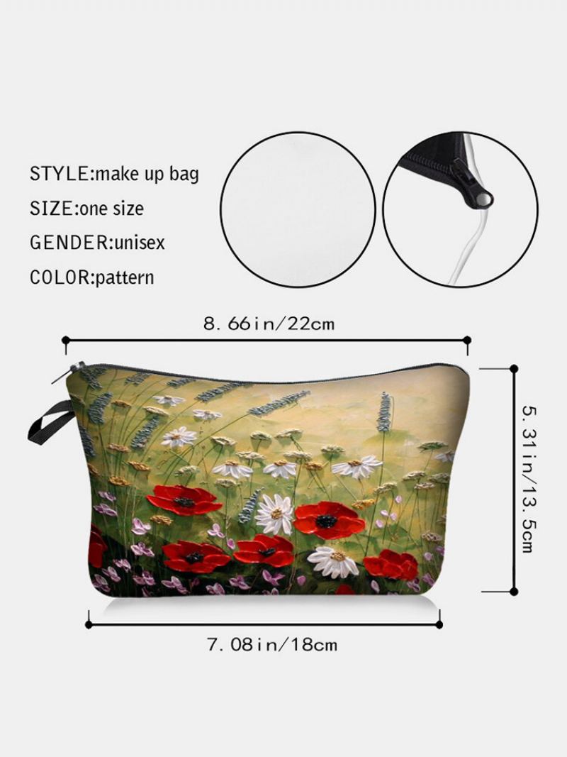 Přenosná Taška Na Make-up S Potiskem Na Přírodní Krajinu Sunflower Women Travel Wash Storage Bag