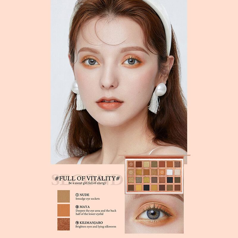 Přenosný Voděodolný Jemný Hedvábný Pudr Očních Stínů 28 Barev Velvet Eyeshadow Palette