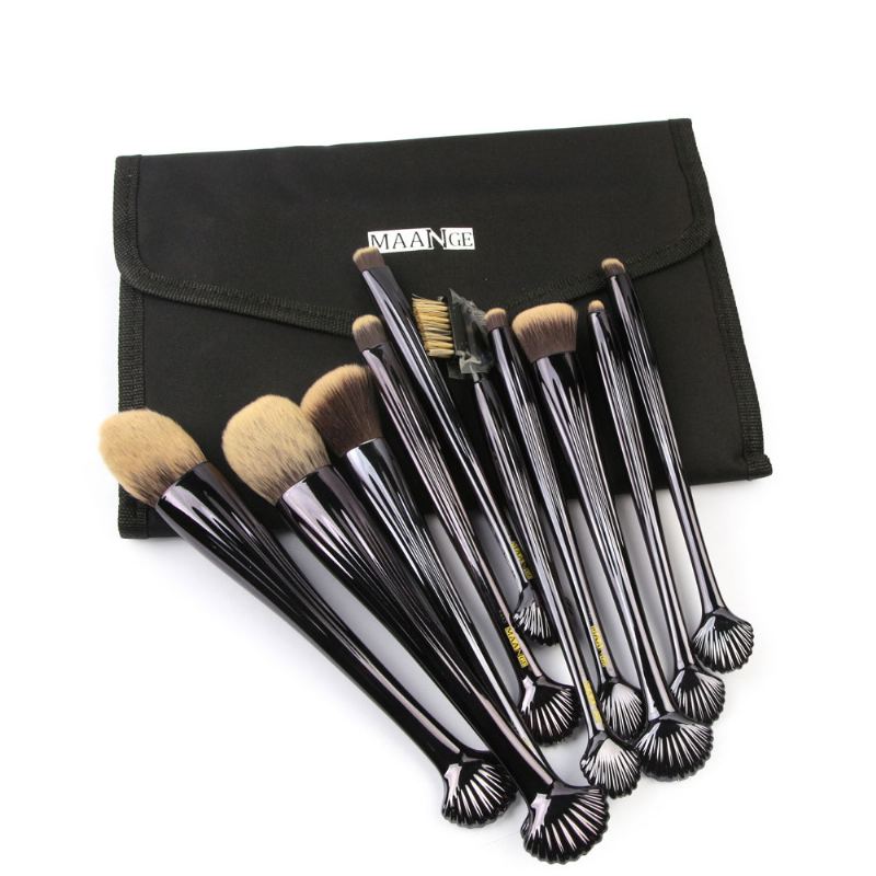 Shell Makeup Brush Set 10 Kusů Make Up Foundation Eyeliner Blush Kosmetické Štětce Na Korektor S Nylonovou Sadou Záhybů