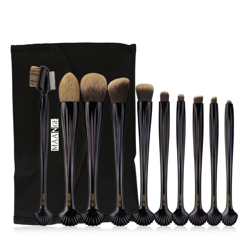 Shell Makeup Brush Set 10 Kusů Make Up Foundation Eyeliner Blush Kosmetické Štětce Na Korektor S Nylonovou Sadou Záhybů