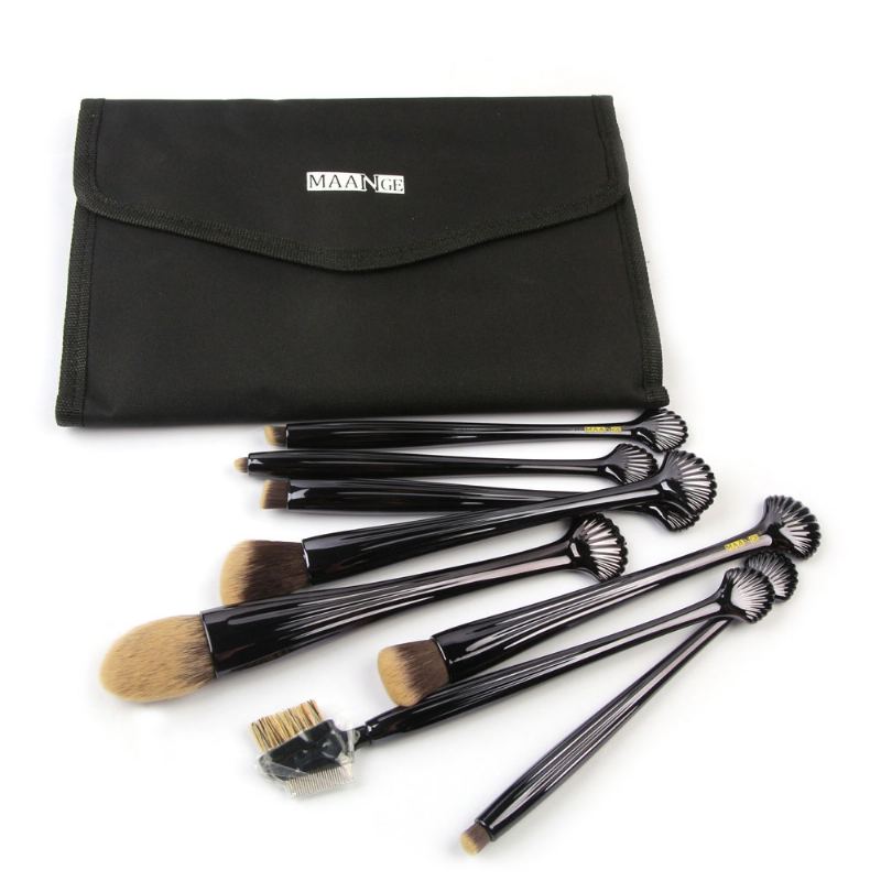 Shell Makeup Brush Set 10 Kusů Make Up Foundation Eyeliner Blush Kosmetické Štětce Na Korektor S Nylonovou Sadou Záhybů