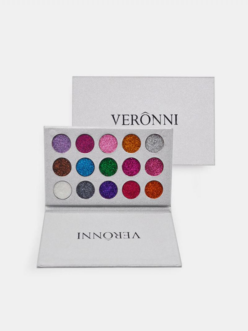 Veronni 15 Colours Glitter Paletka Očních Stínů Diamond Rainbow Make Up Kosmetické Lisované Glitters Eye Sh