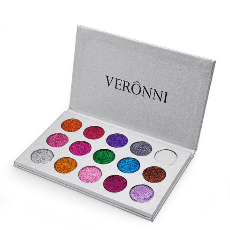 Veronni 15 Colours Glitter Paletka Očních Stínů Diamond Rainbow Make Up Kosmetické Lisované Glitters Eye Sh