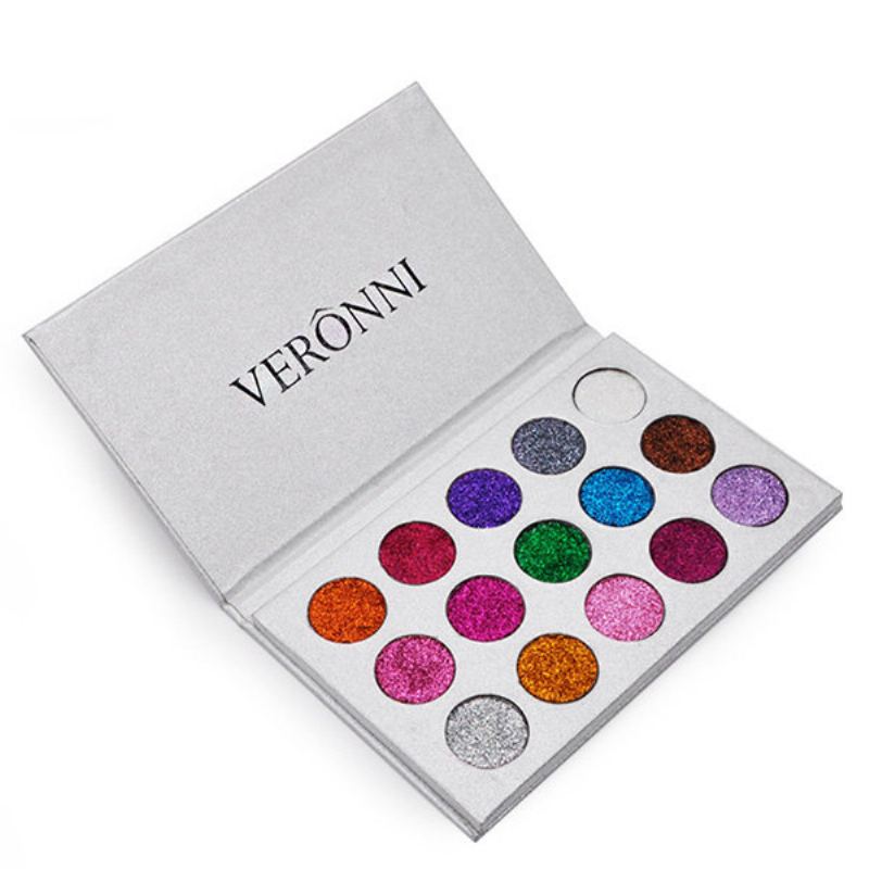 Veronni 15 Colours Glitter Paletka Očních Stínů Diamond Rainbow Make Up Kosmetické Lisované Glitters Eye Sh