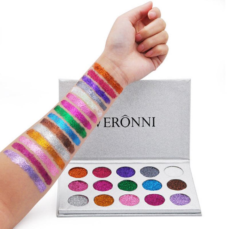 Veronni 15 Colours Glitter Paletka Očních Stínů Diamond Rainbow Make Up Kosmetické Lisované Glitters Eye Sh