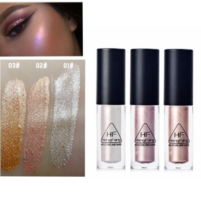 Zvýrazňovač Tekutý Make-up Glow Pigments Zlatý Třpytivý Obrys Obličeje 3 Barvy