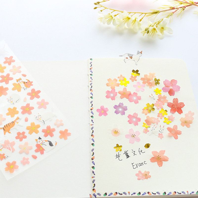 Romantic Cherry Blossoms Diy Samolepky Dekorativní Scrapbooking Diář Album Stick Label Decor Craft