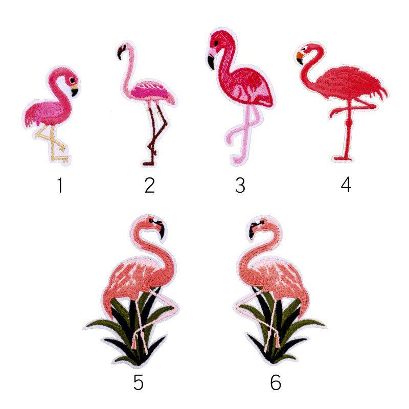 1 Ks Červená Bílá Vyšívací Flamingo Látková Pasta / Diy Oděvní Dekorace Doplňky Náplasti