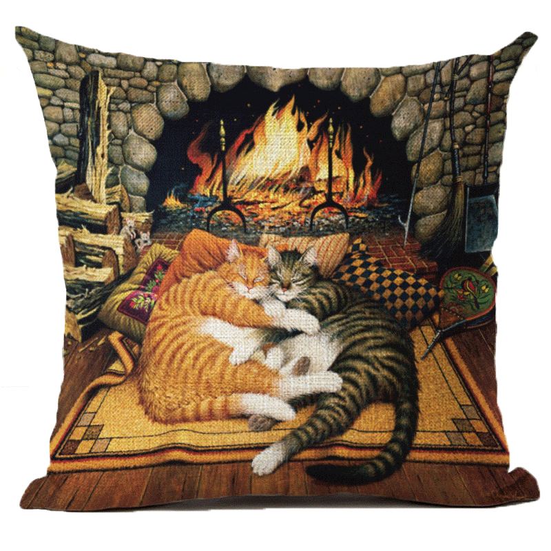 1 Pc Retro Styl Cats Povlečení Bavlna Povlak Na Polštář Domácí Pohovka Art Decor Throw Na Na