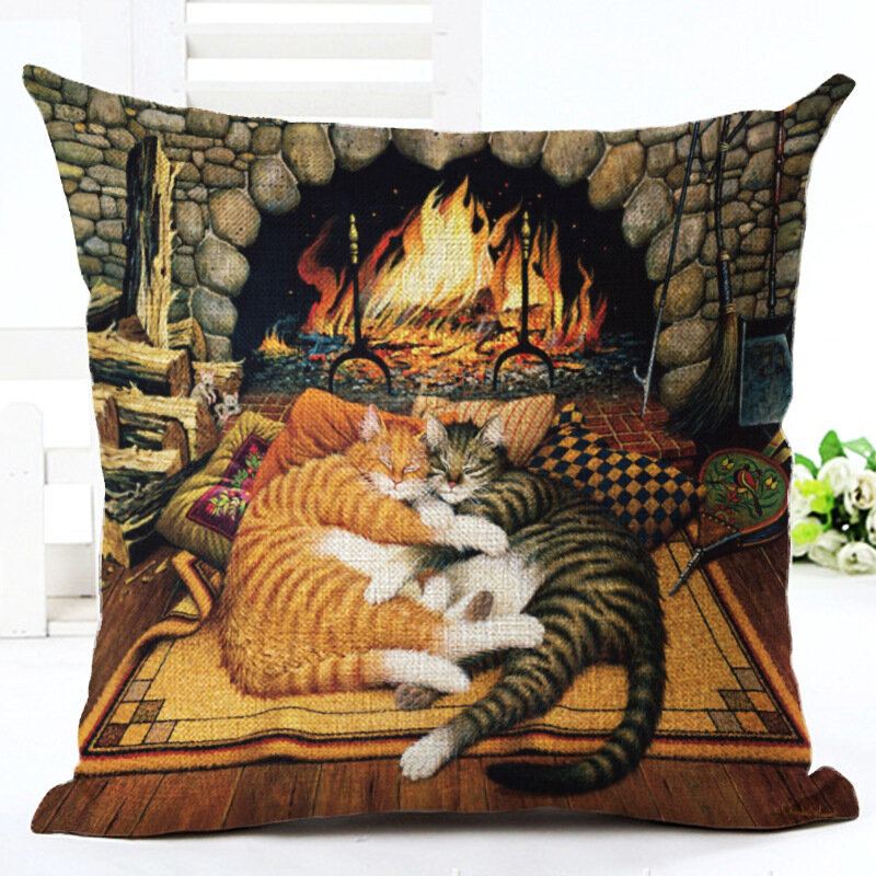 1 Pc Retro Styl Cats Povlečení Bavlna Povlak Na Polštář Domácí Pohovka Art Decor Throw Na Na