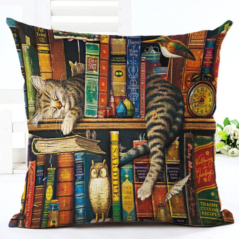 1 Pc Retro Styl Cats Povlečení Bavlna Povlak Na Polštář Domácí Pohovka Art Decor Throw Na Na