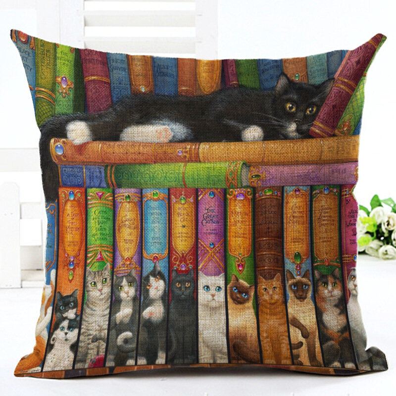 1 Pc Retro Styl Cats Povlečení Bavlna Povlak Na Polštář Domácí Pohovka Art Decor Throw Na Na