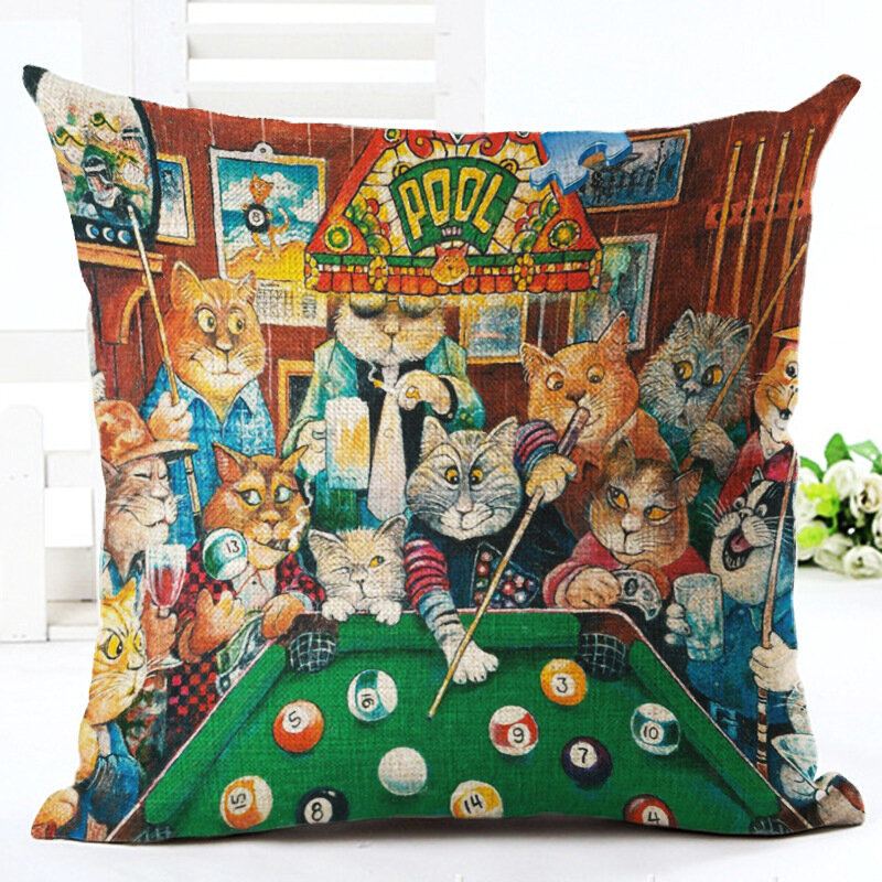 1 Pc Retro Styl Cats Povlečení Bavlna Povlak Na Polštář Domácí Pohovka Art Decor Throw Na Na