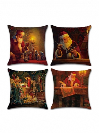 1 Pc Vánoční Vzor Santa Claus Povlečení Povlak Na Polštář Domácí Pohovka Art Decor Měkký Na Povlaky Na