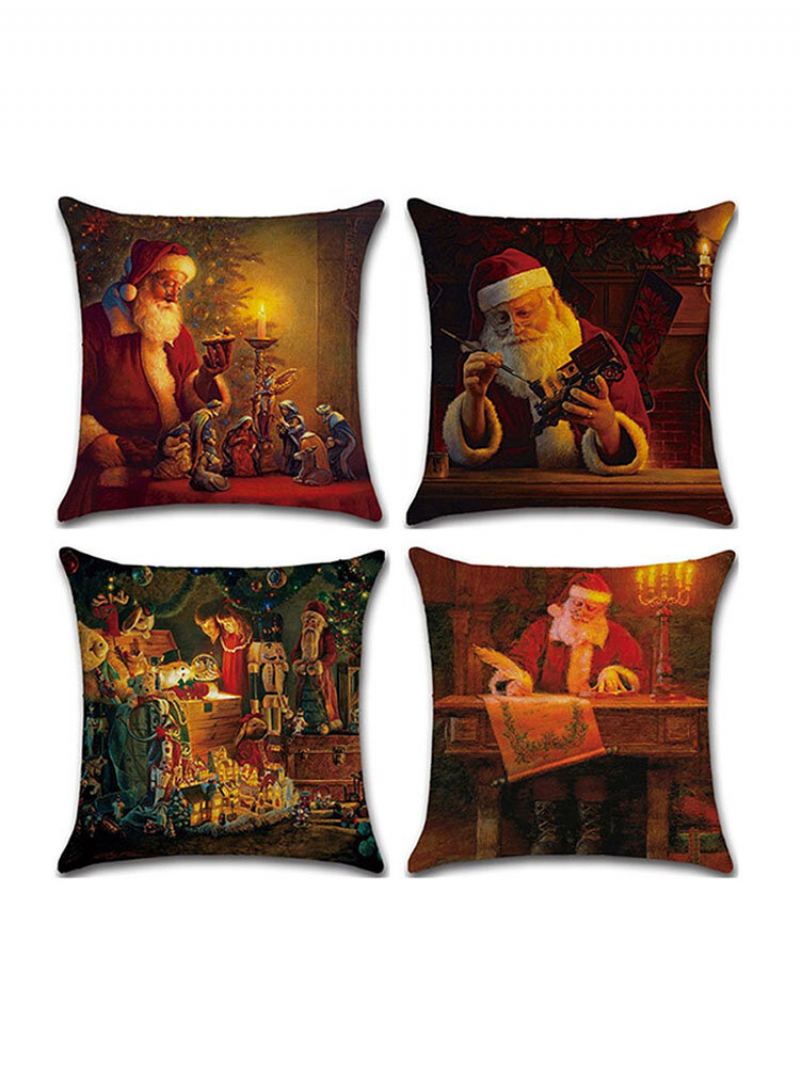 1 Pc Vánoční Vzor Santa Claus Povlečení Povlak Na Polštář Domácí Pohovka Art Decor Měkký Na Povlaky Na